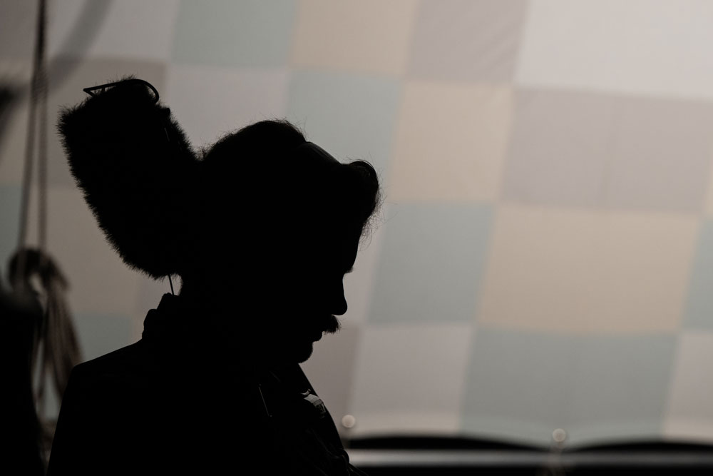 Silhouette of sound technician on set