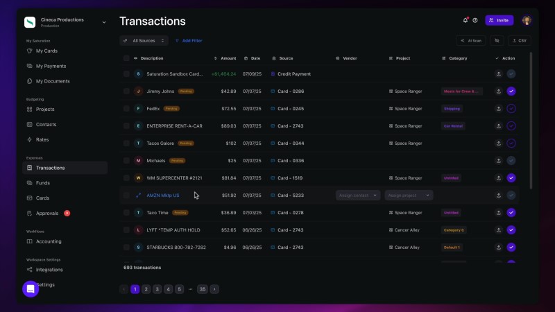 Saturation Pay Transactions - Saturation.io
